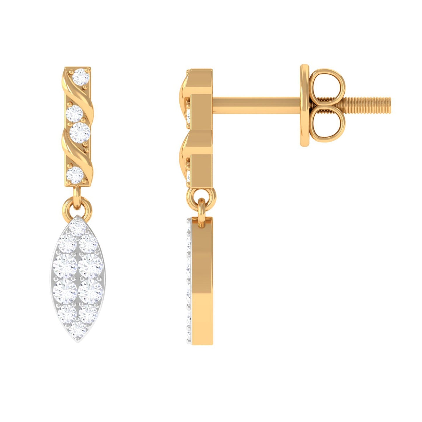 Certified Moissanite Leaf Dangle Drop Earrings