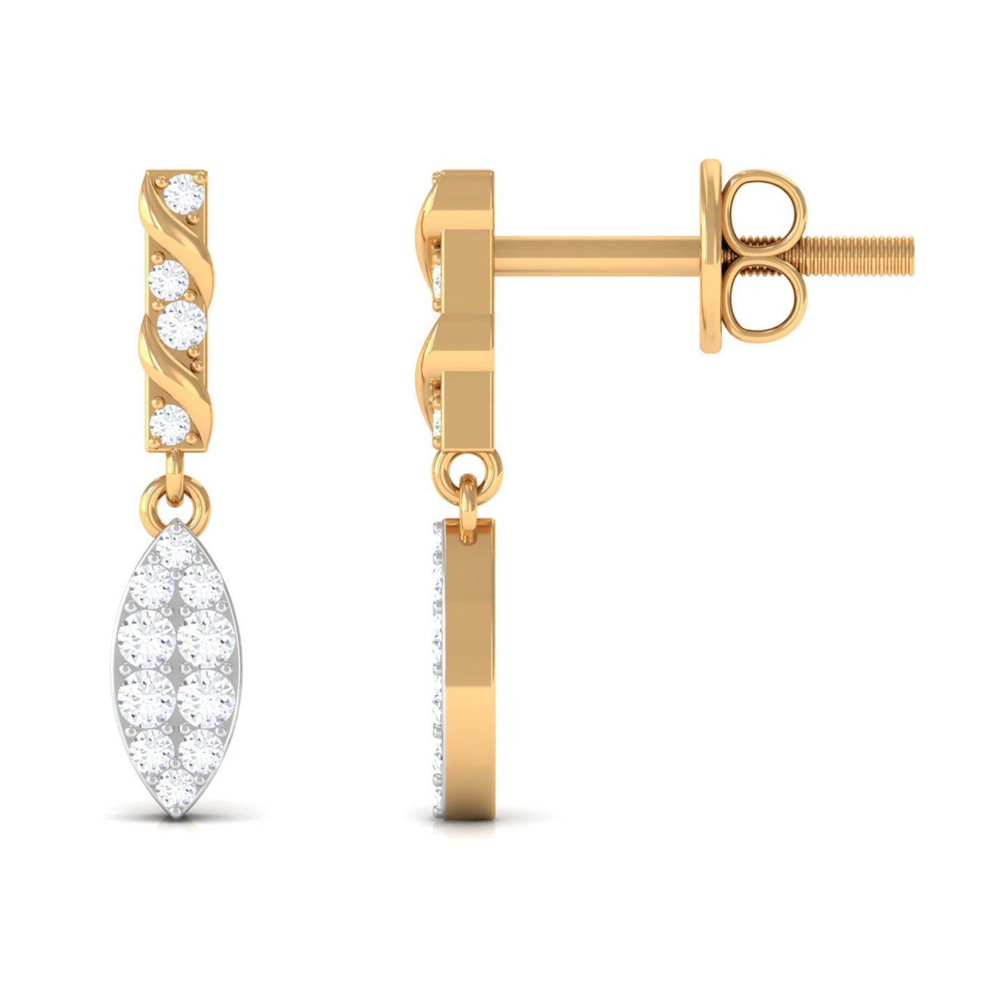 Certified Moissanite Leaf Dangle Drop Earrings