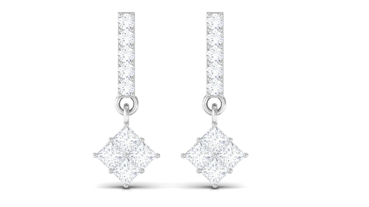 Contemporary Moissanite Dangle Drop Earrings