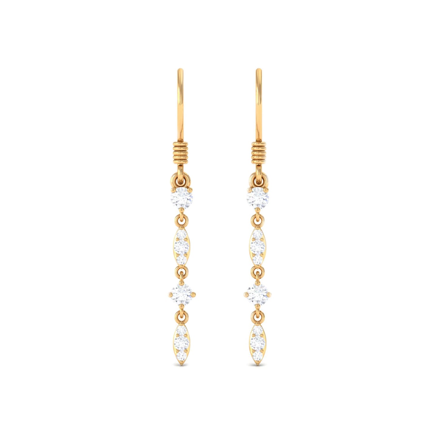 Womens Moissanite Dangle Earrings with Fish Hook