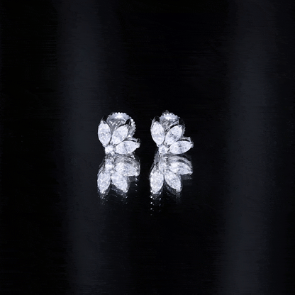 Certified Moissanite Lotus Flower Stud Earring