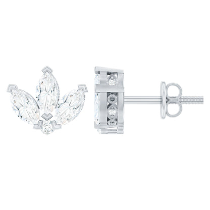 Certified Moissanite Lotus Flower Stud Earring