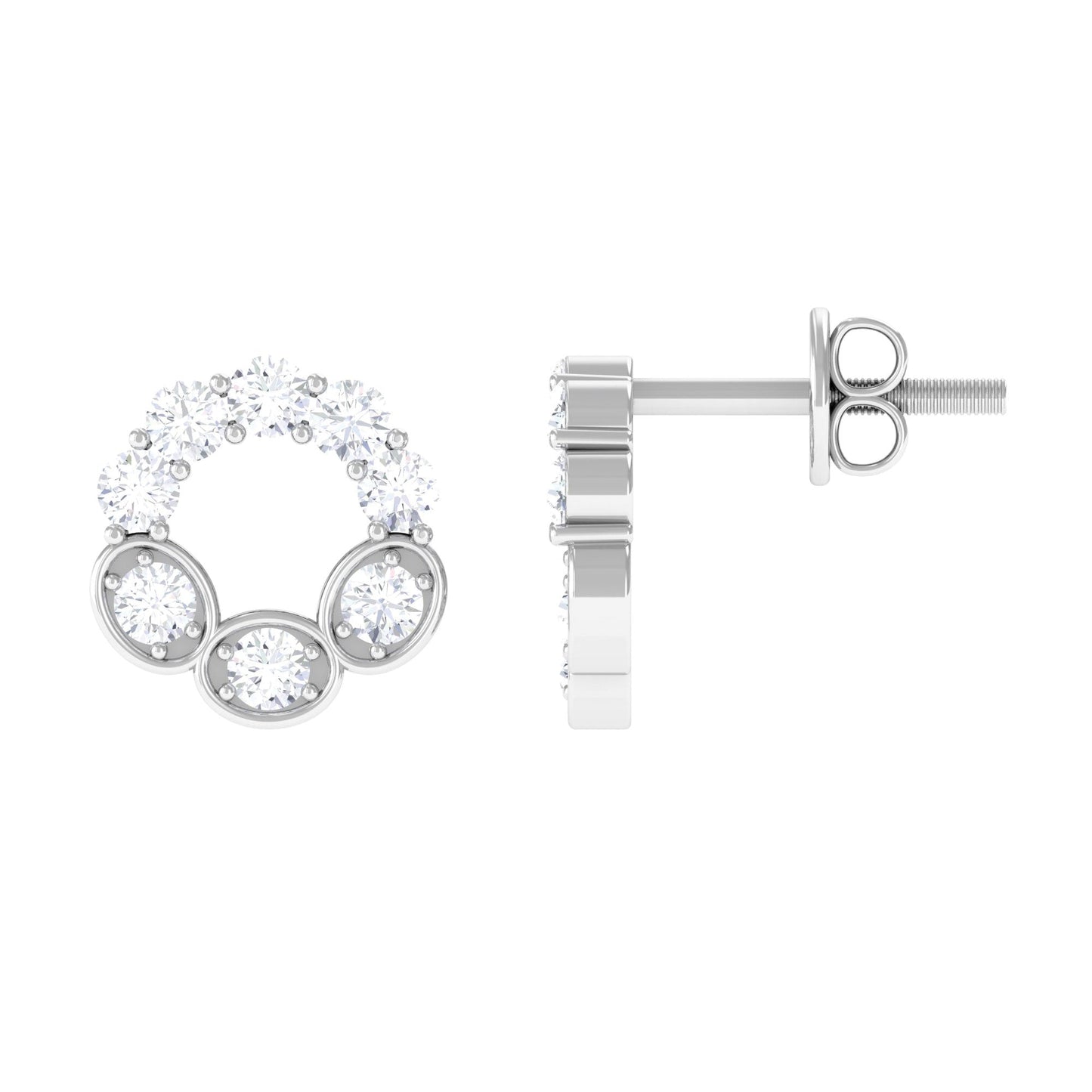 Certified Moissanite Designer Eternity Stud Earrings