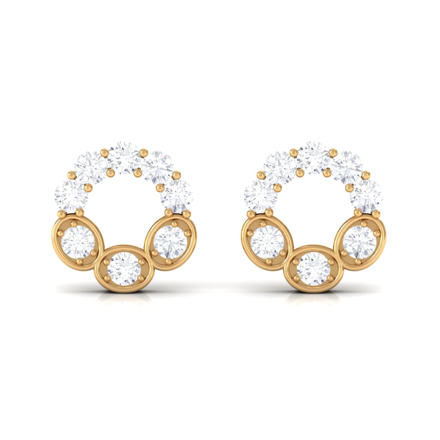 Certified Moissanite Designer Eternity Stud Earrings