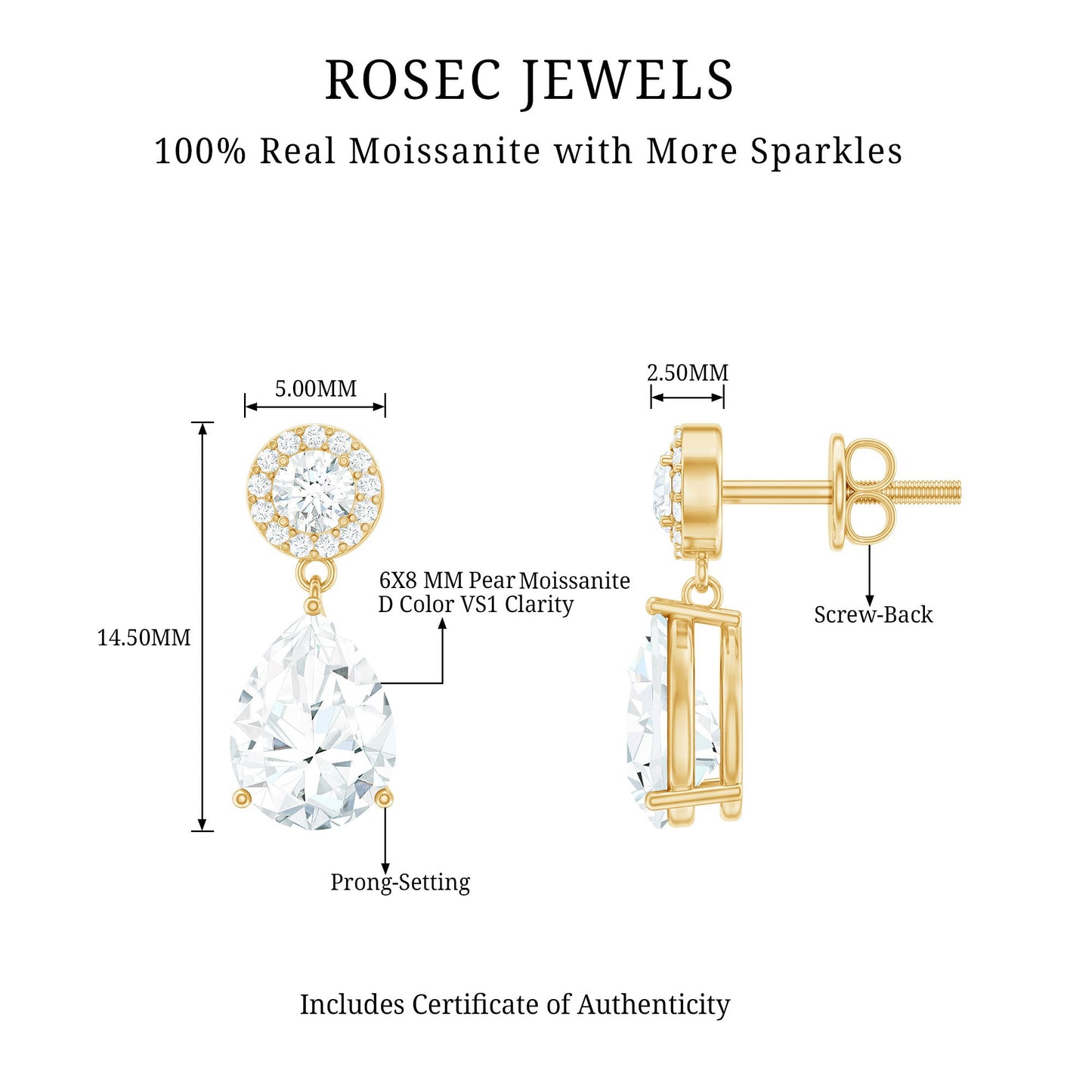 Classic Moissanite Bridal Drop Earrings