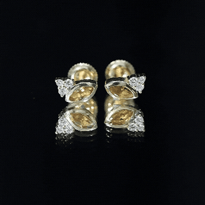 Bezel Set Citrine Marquise Stud Earrings with Diamonds