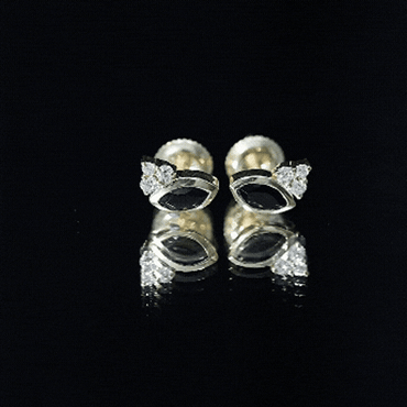 Marquise Cut Black Spinel Stud Earrings with Diamonds