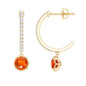 Lab Created Orange Sapphire and Diamond Hoop Drop Earrings