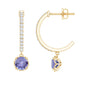 Natural 1 Carat Tanzanite Drop Hoop Earrings with Diamond