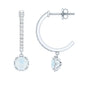 Natural Moonstone Drop Earrings with Diamond Hoop