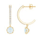 Natural Moonstone Drop Earrings with Diamond Hoop