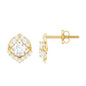 Nature Inspired Diamond Leaf Earrings with Screw Back
