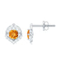 Nature Inspired Citrine Leaf Earrings with Diamond
