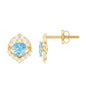 Vintage Inspired Aquamarine Diamond Leaf Earrings