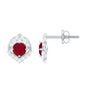 Natural Ruby Diamond Stud Earrings for Women