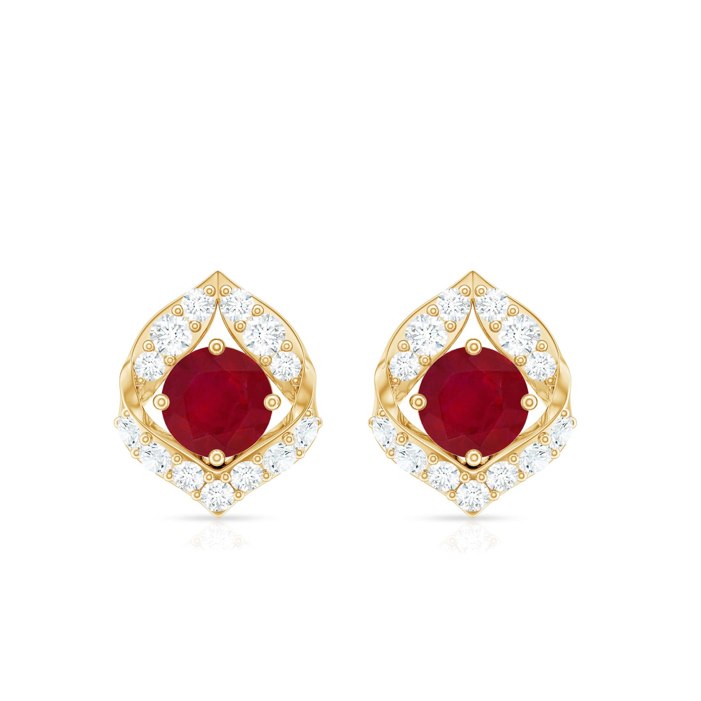 Natural Ruby Diamond Stud Earrings for Women