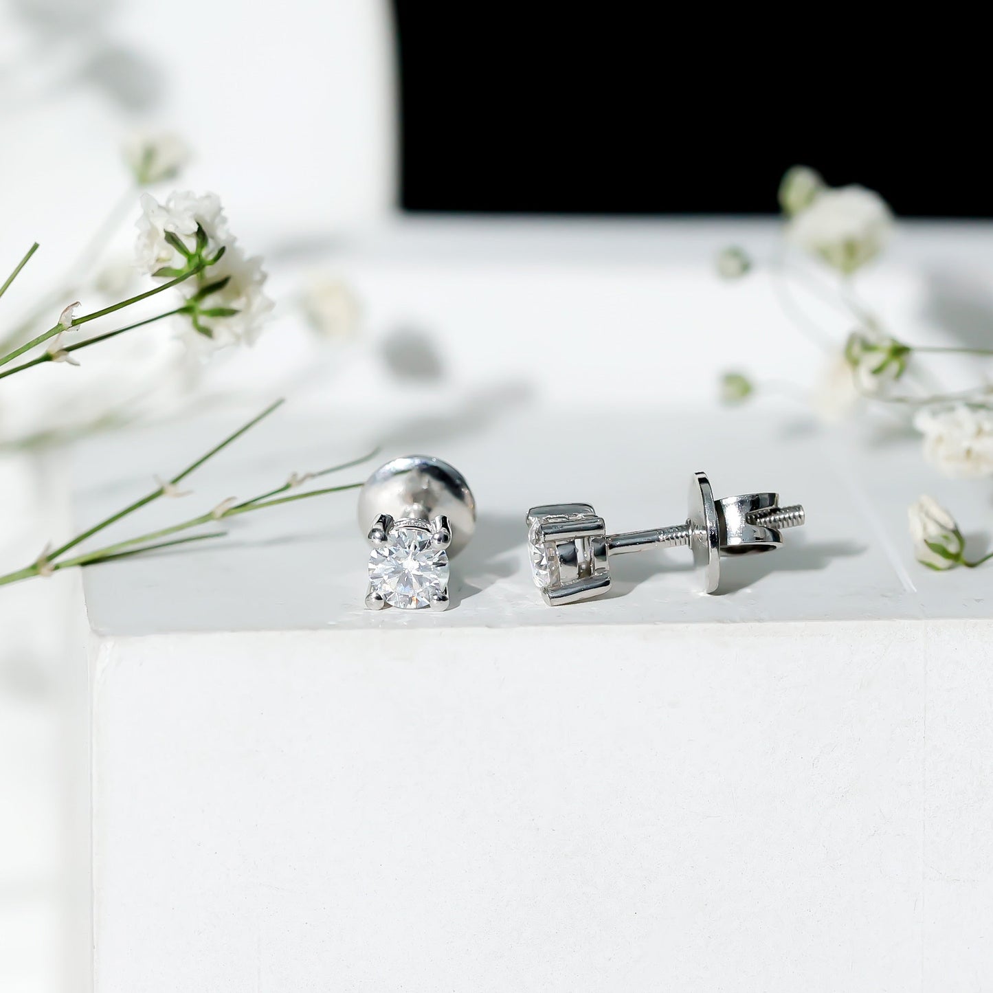0.5 Carat Certified Lab Grown Diamond 4 Prong Stud Earrings