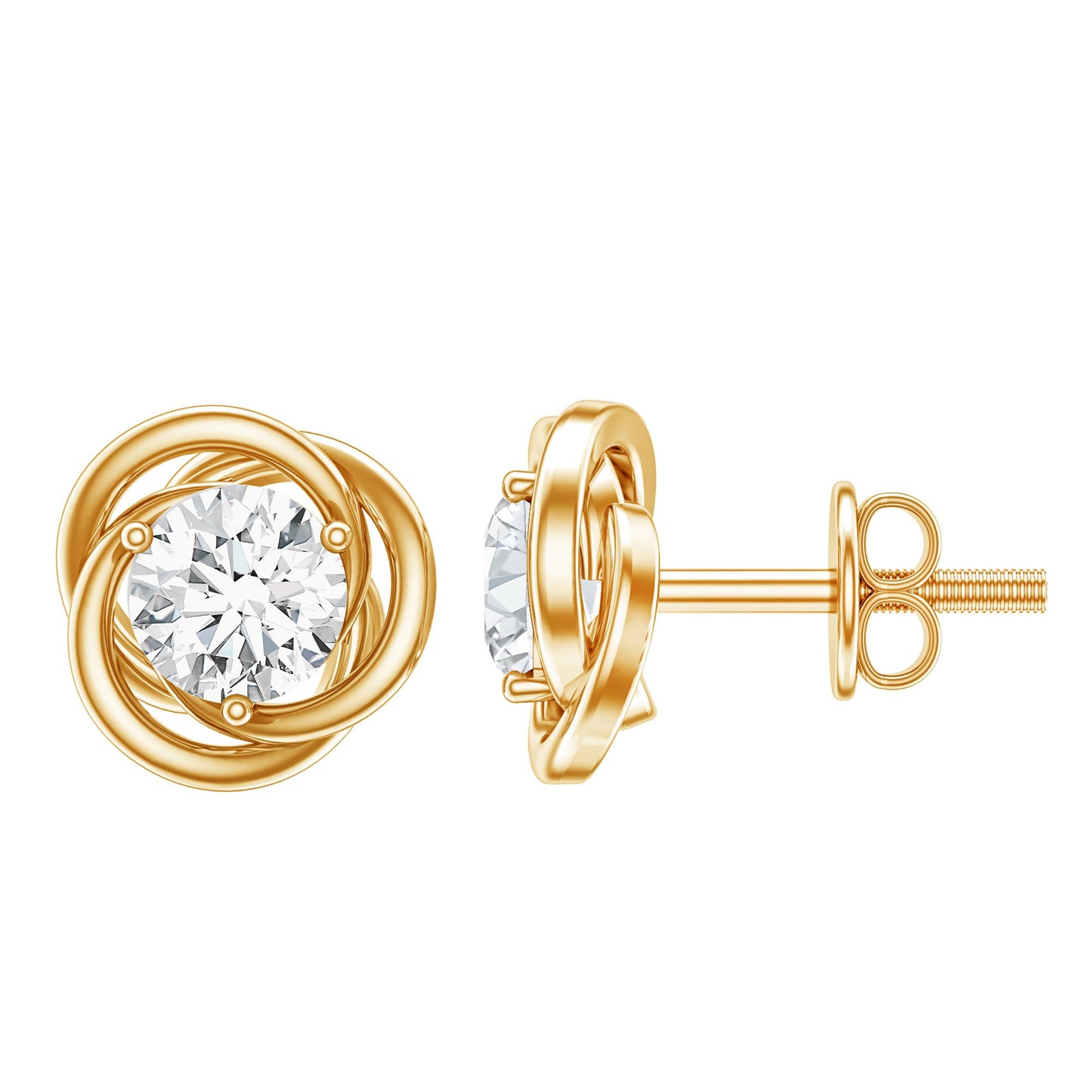 Certified Lab Grown Diamond Swirl Earrings With Screw Back
