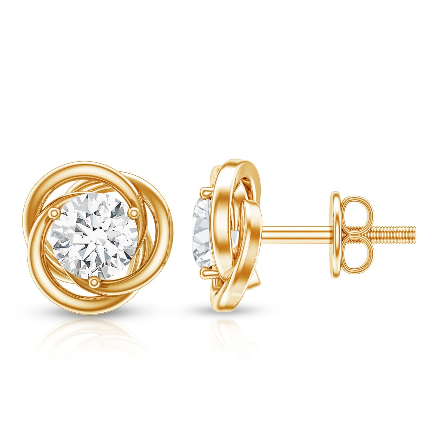 Certified Lab Grown Diamond Swirl Earrings With Screw Back