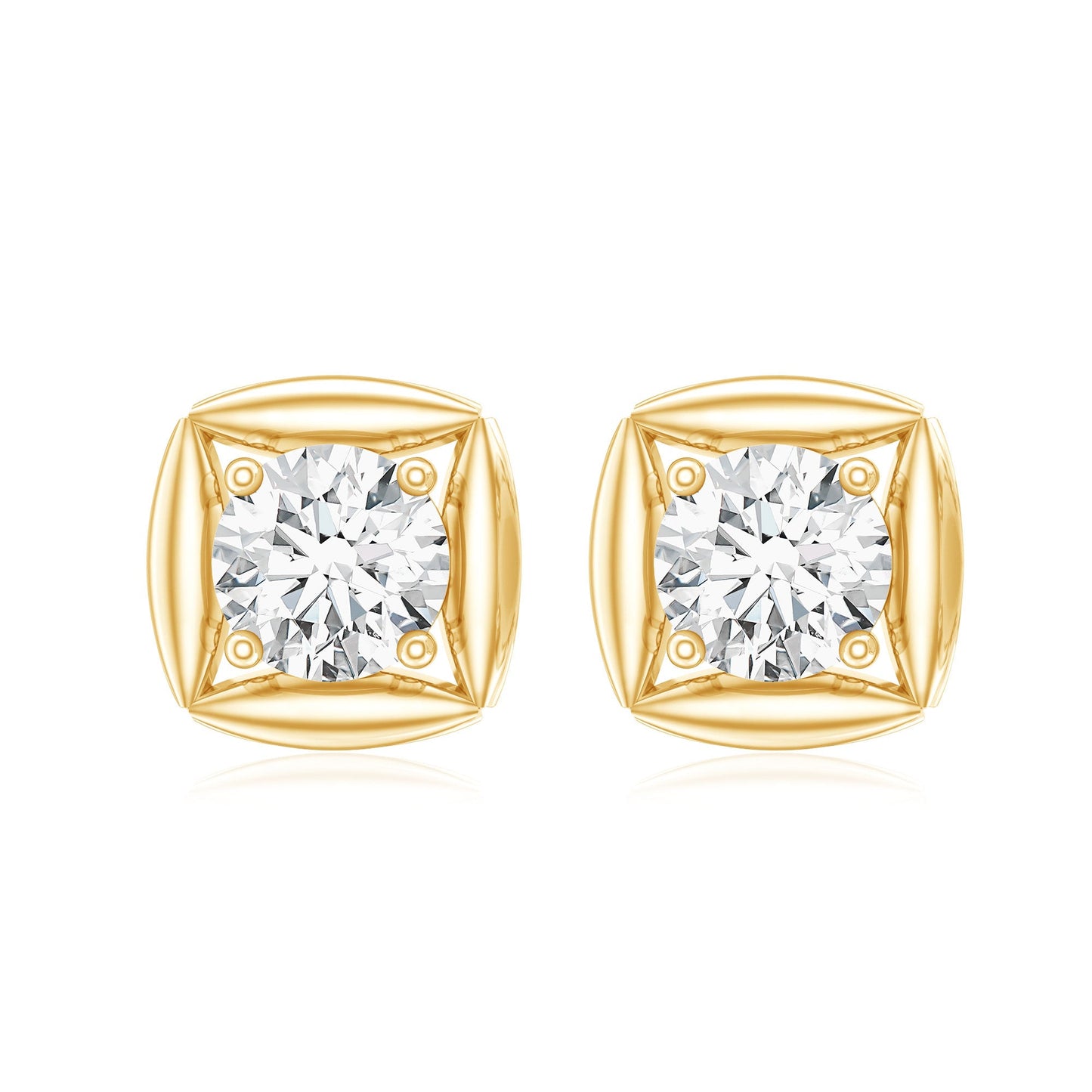 0.9 Carat Round Lab Grown Diamond Stud Earrings With Screw Back