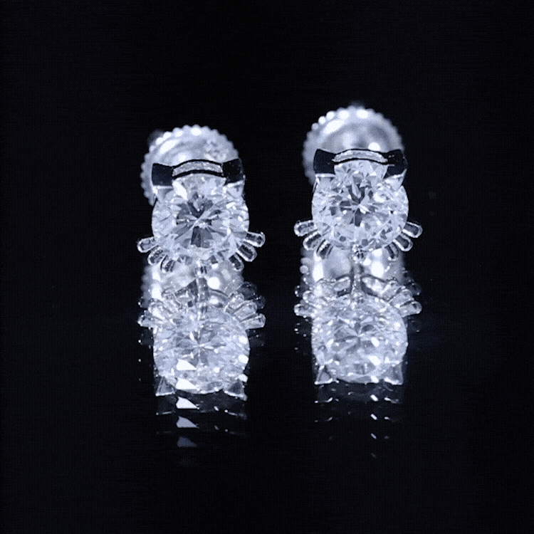 Certified 6MM Lab Grown Diamond Cute Cat Earrings