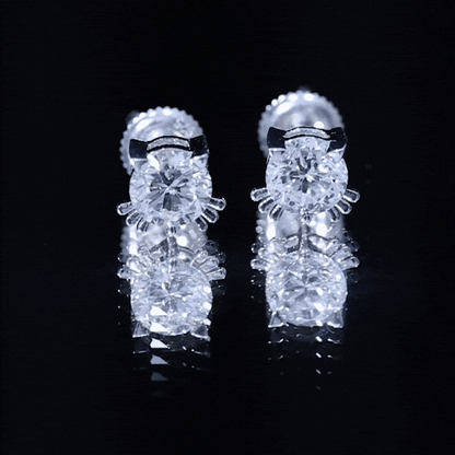 Certified 6MM Lab Grown Diamond Cute Cat Earrings