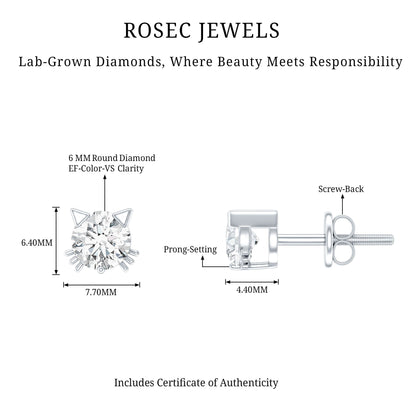 Certified 6MM Lab Grown Diamond Cute Cat Earrings