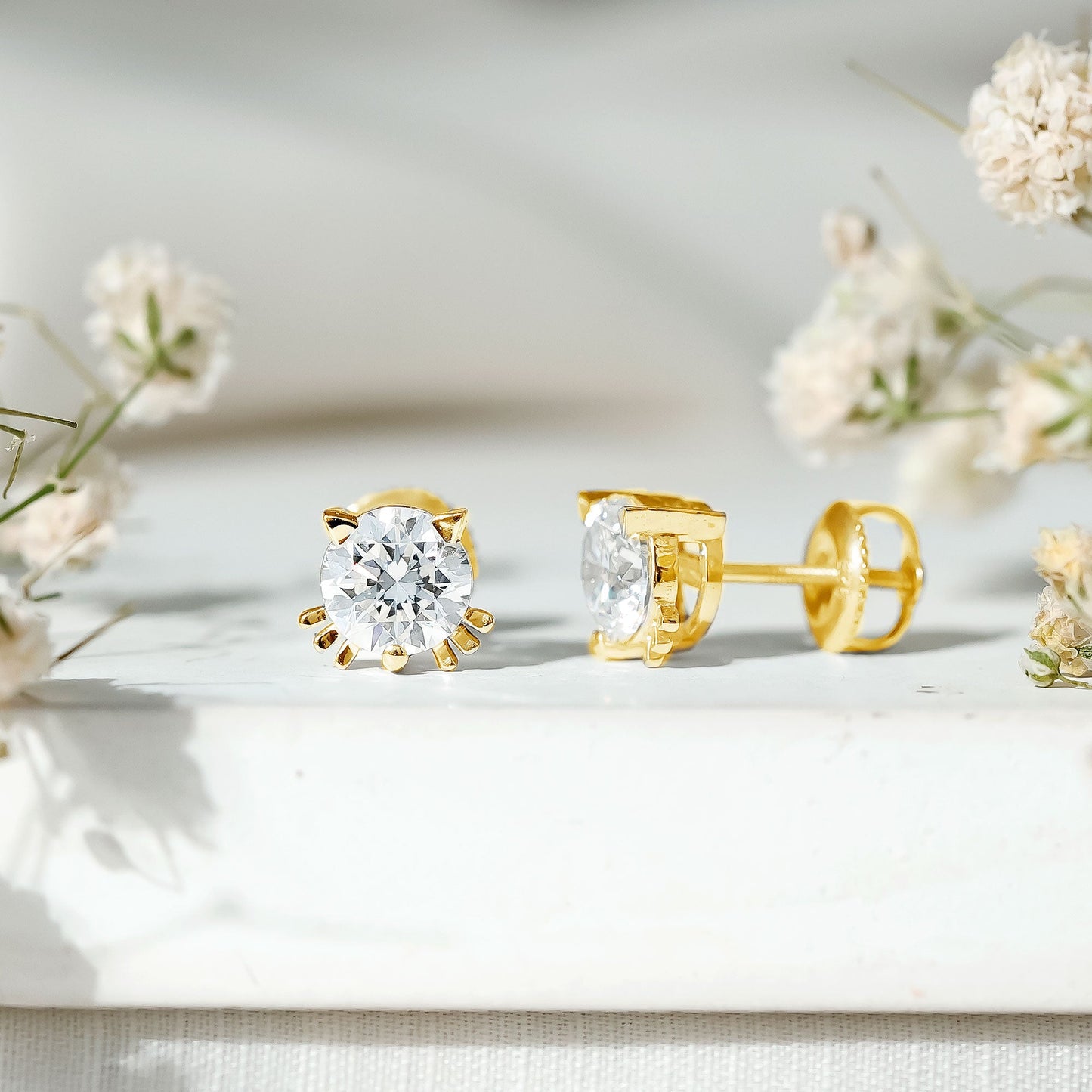 Certified 6MM Lab Grown Diamond Cute Cat Earrings