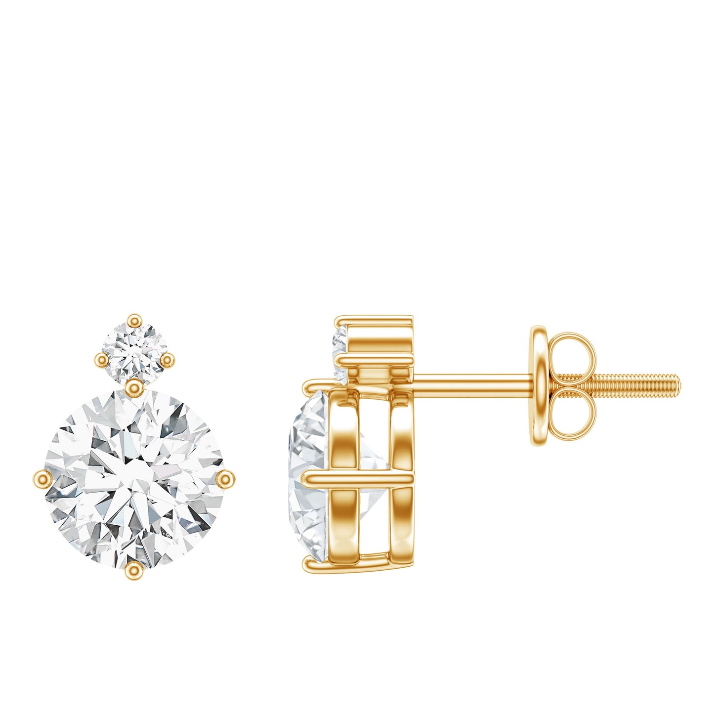 Lab 1.9 Carat Round Diamond Solitaire Stud Earrings