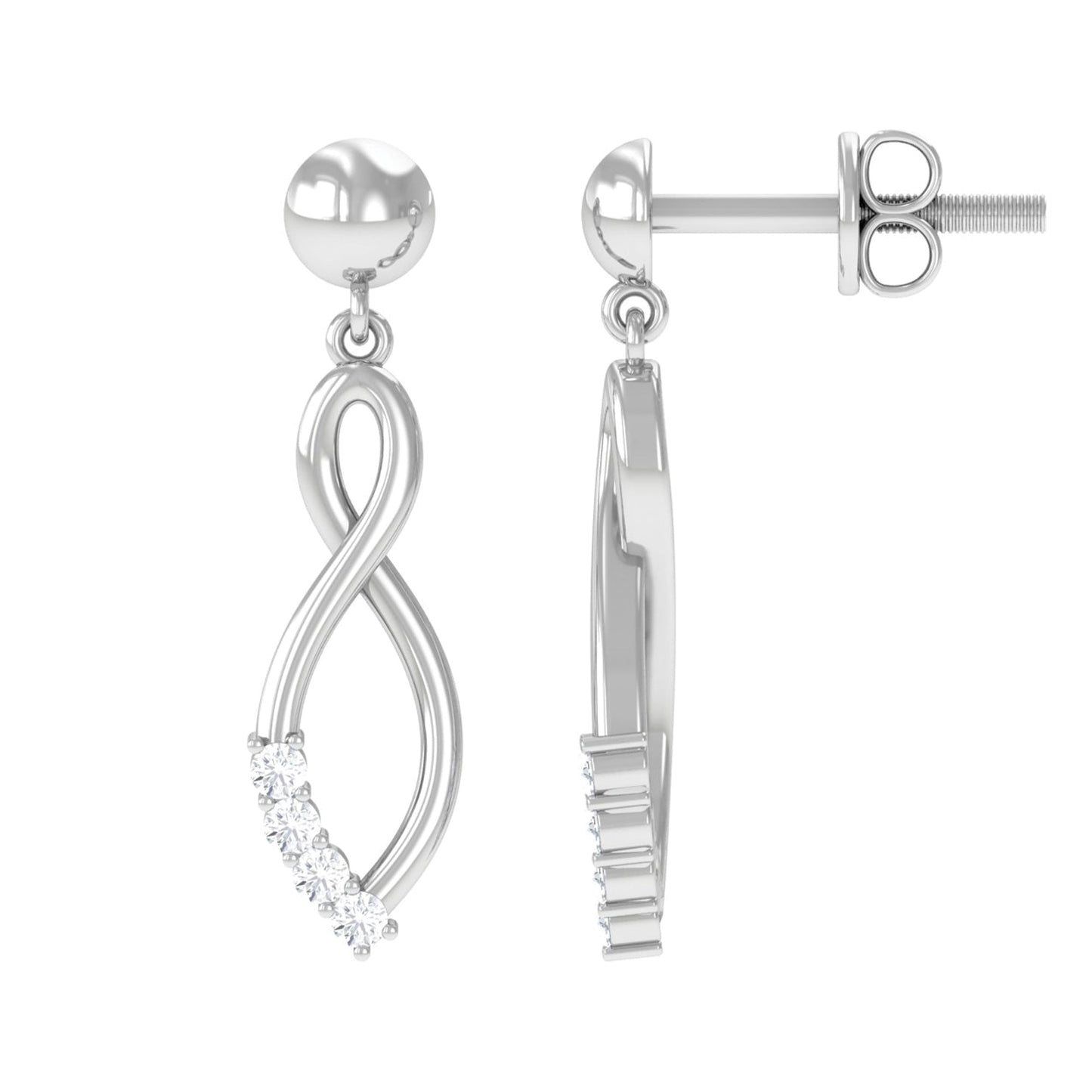 Certified Moissanite Infinity Drop Earrings with Screw Back