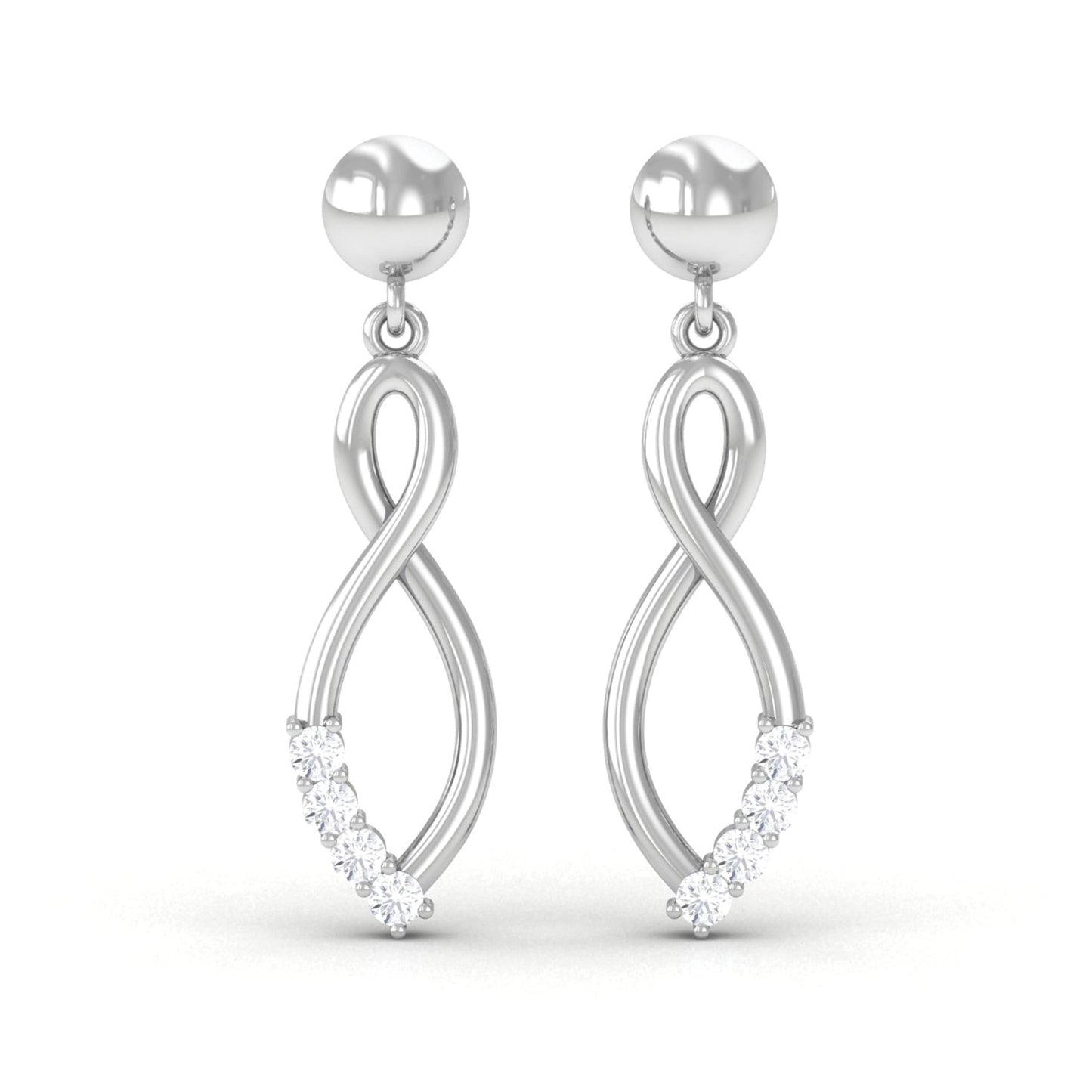 Certified Moissanite Infinity Drop Earrings with Screw Back