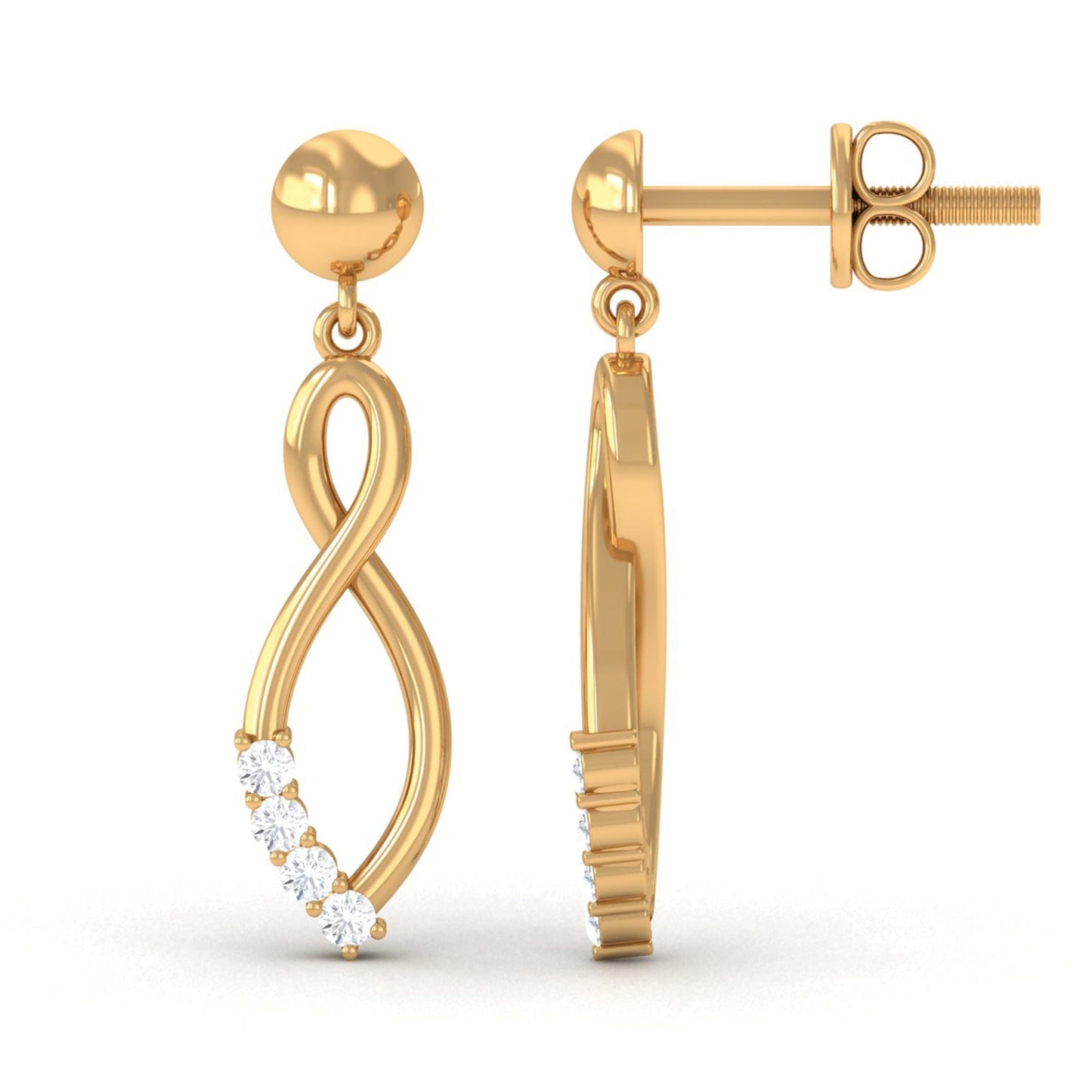 Certified Moissanite Infinity Drop Earrings with Screw Back