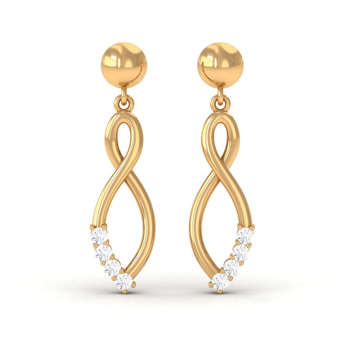 Certified Moissanite Infinity Drop Earrings with Screw Back