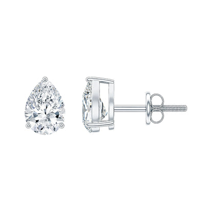 Pear Shape Lab Grown Diamond Solitaire Stud Earrings