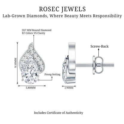 Pear Shape Lab Grown Diamond Classic Stud Earrings