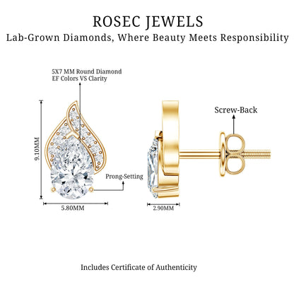 Pear Shape Lab Grown Diamond Classic Stud Earrings