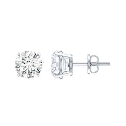 Lab Grown Diamond Solitaire Stud Earrings with Screw Back