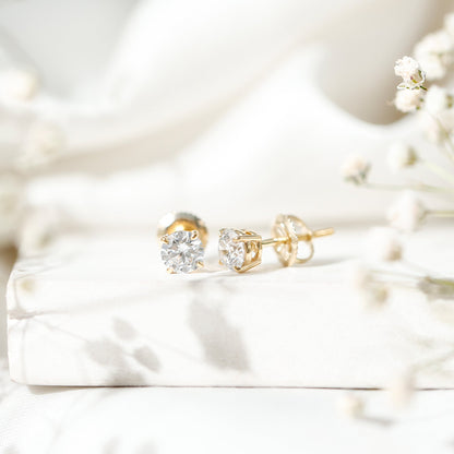 Lab Grown Diamond Solitaire Stud Earrings with Screw Back