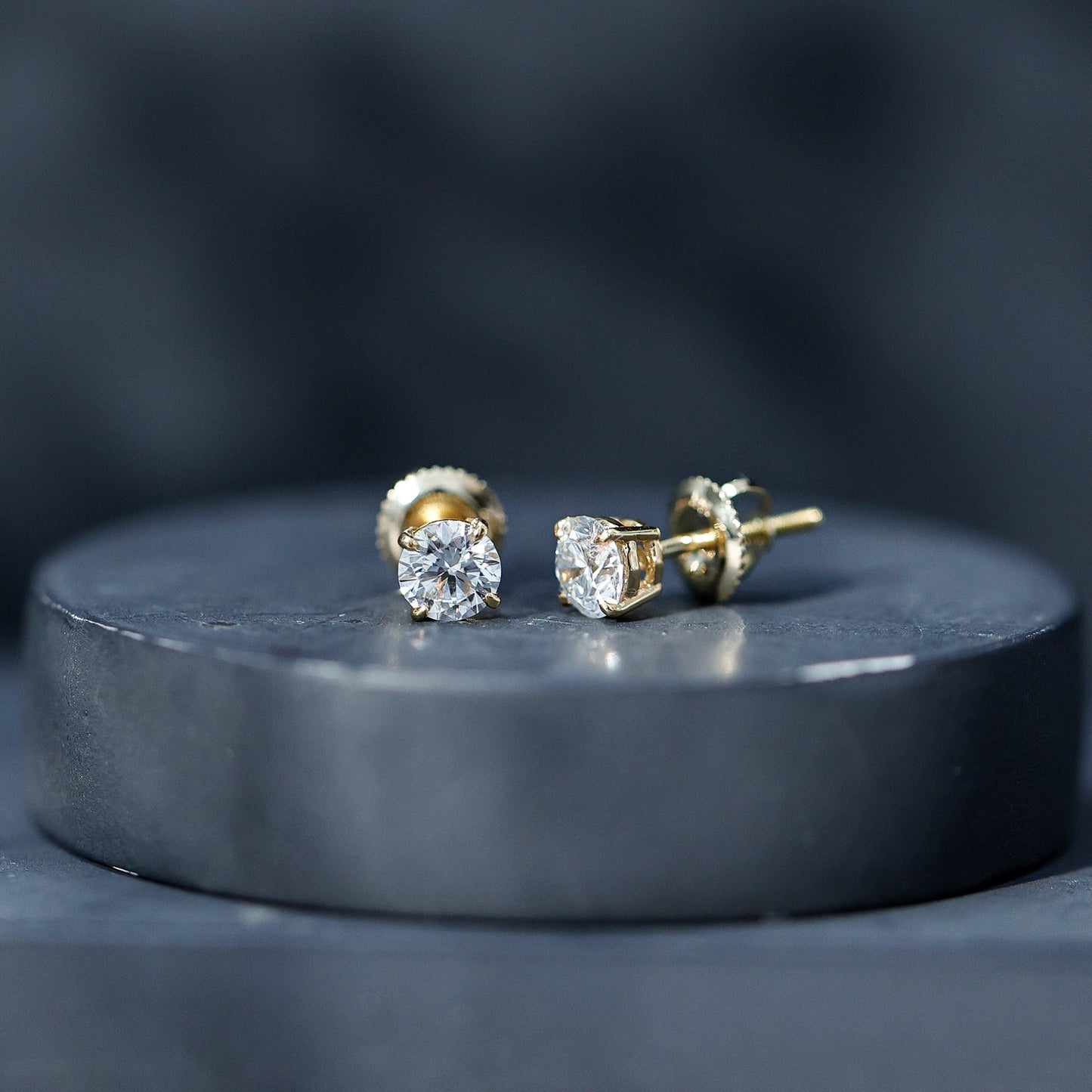 Lab Grown Diamond Solitaire Stud Earrings with Screw Back