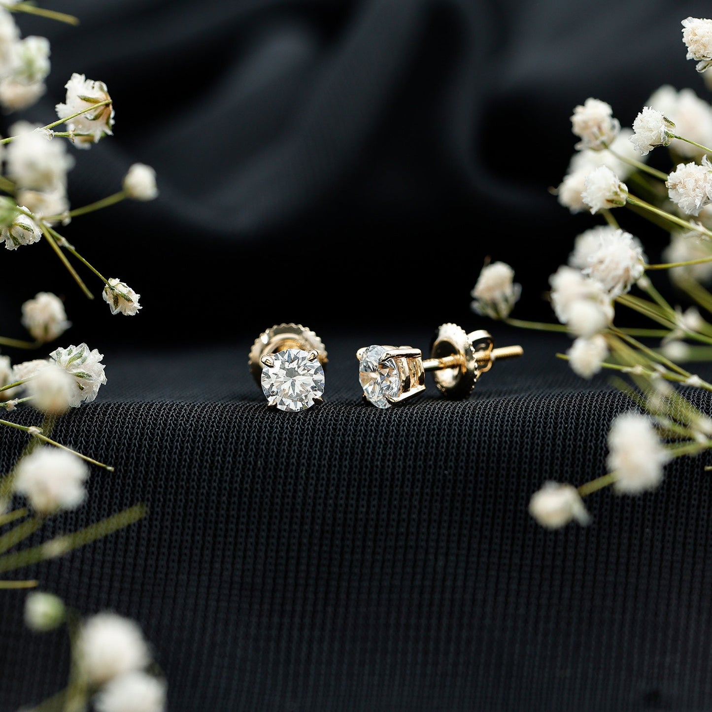 Lab Grown Diamond Solitaire Stud Earrings with Screw Back