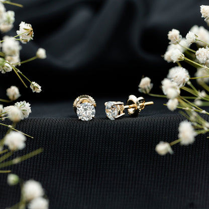 Lab Grown Diamond Solitaire Stud Earrings with Screw Back