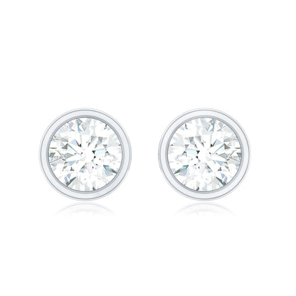 Simple Solitaire Stud Earrings with Lab Grown Diamond