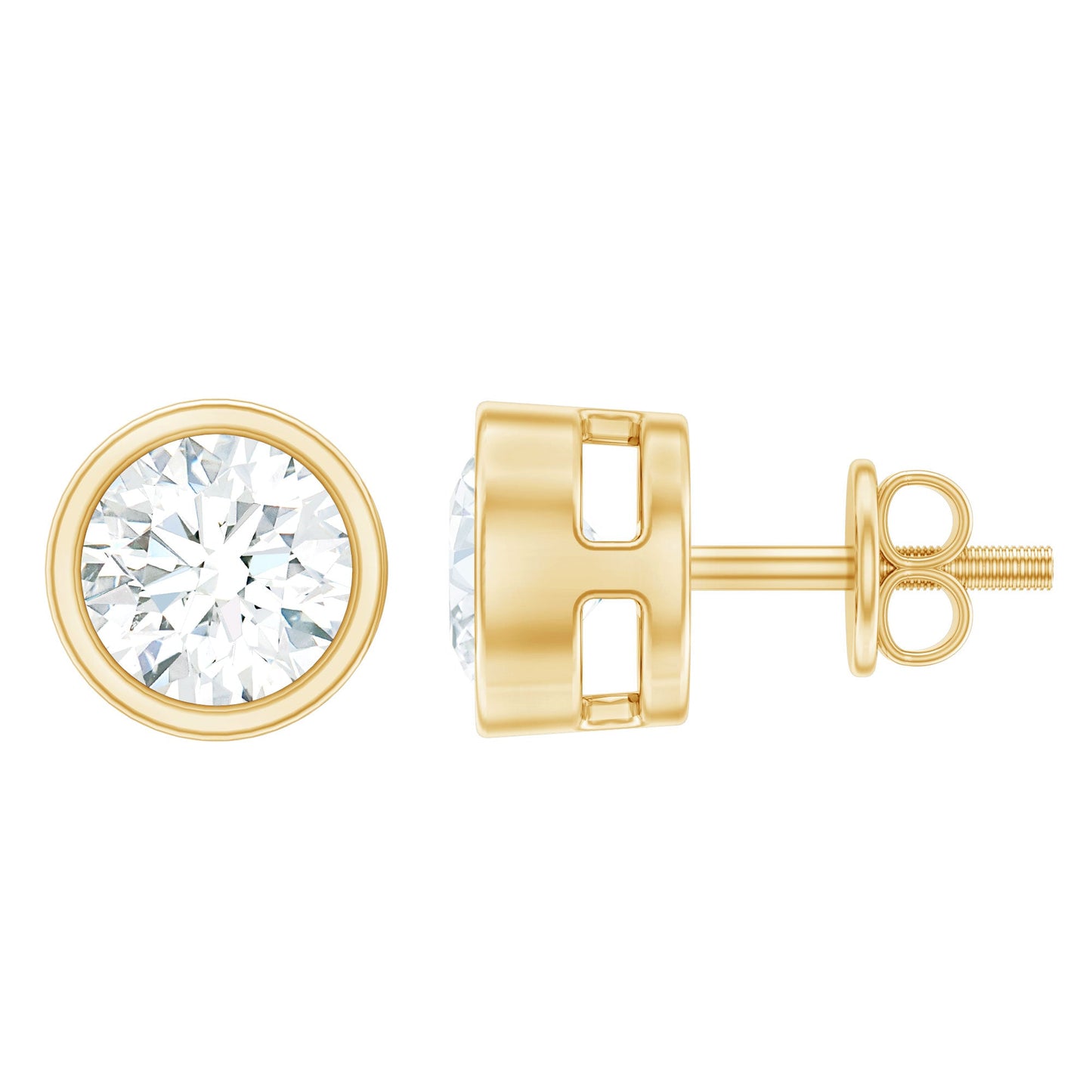 Simple Solitaire Stud Earrings with Lab Grown Diamond