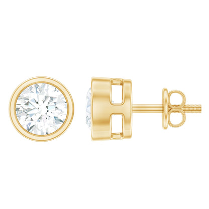 Simple Solitaire Stud Earrings with Lab Grown Diamond