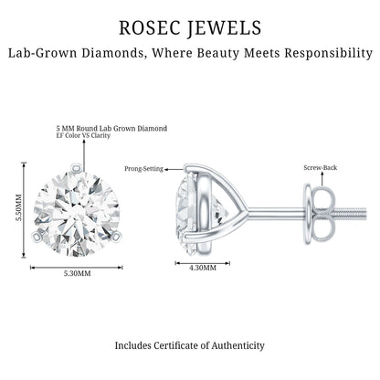 Solitaire Lab Grown Diamond Martini Stud Earrings