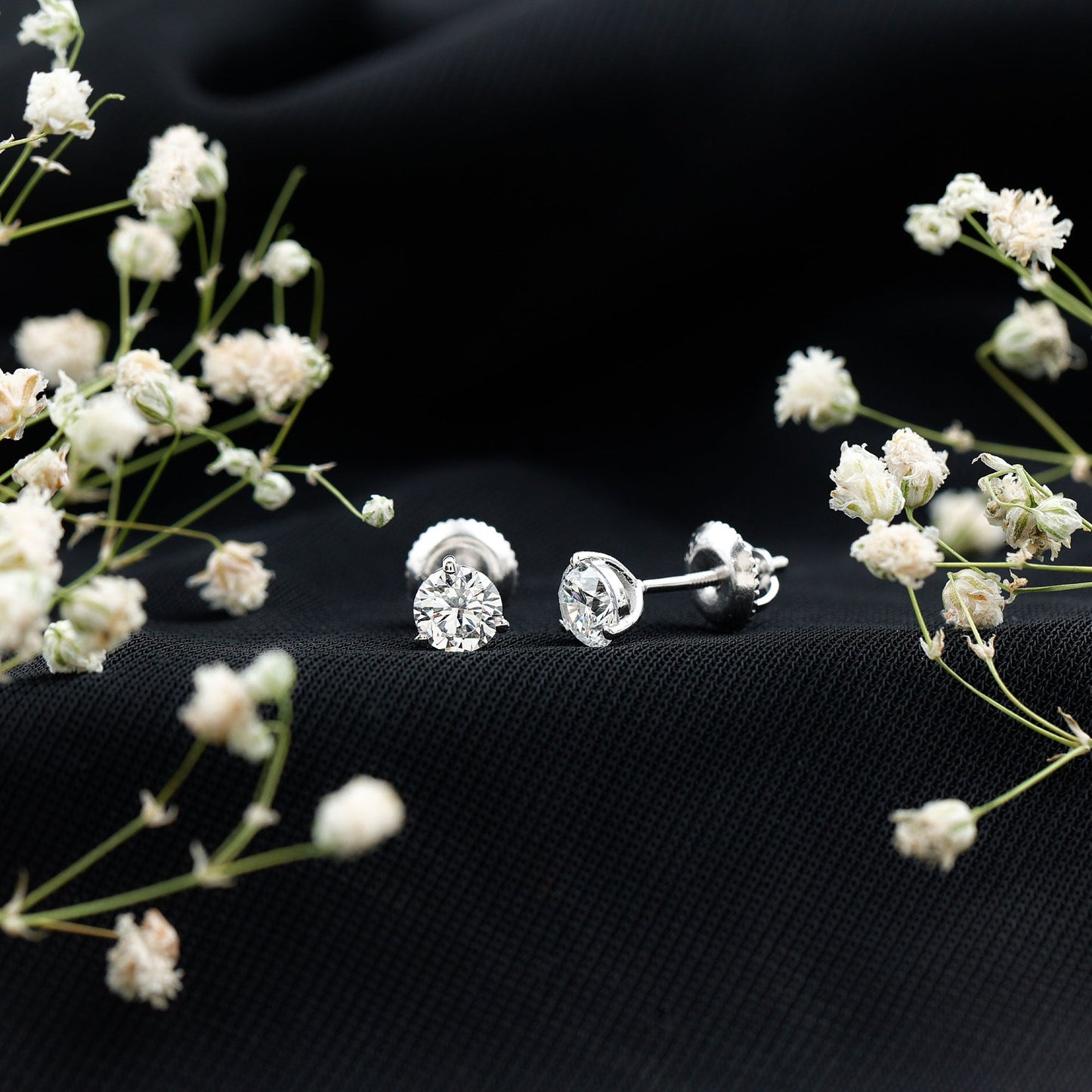 Solitaire Lab Grown Diamond Martini Stud Earrings