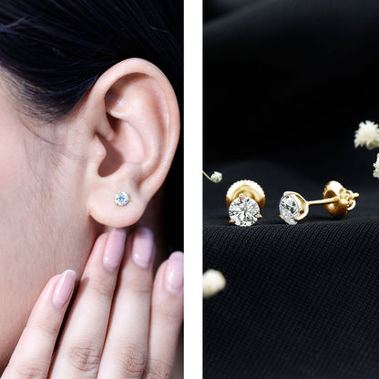 Solitaire Lab Grown Diamond Martini Stud Earrings