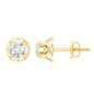 Round Lab Grown Diamond Solitaire Floral Stud Earrings