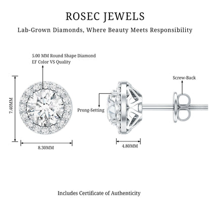 Classic Lab Grown Diamond Stud Earrings with Halo