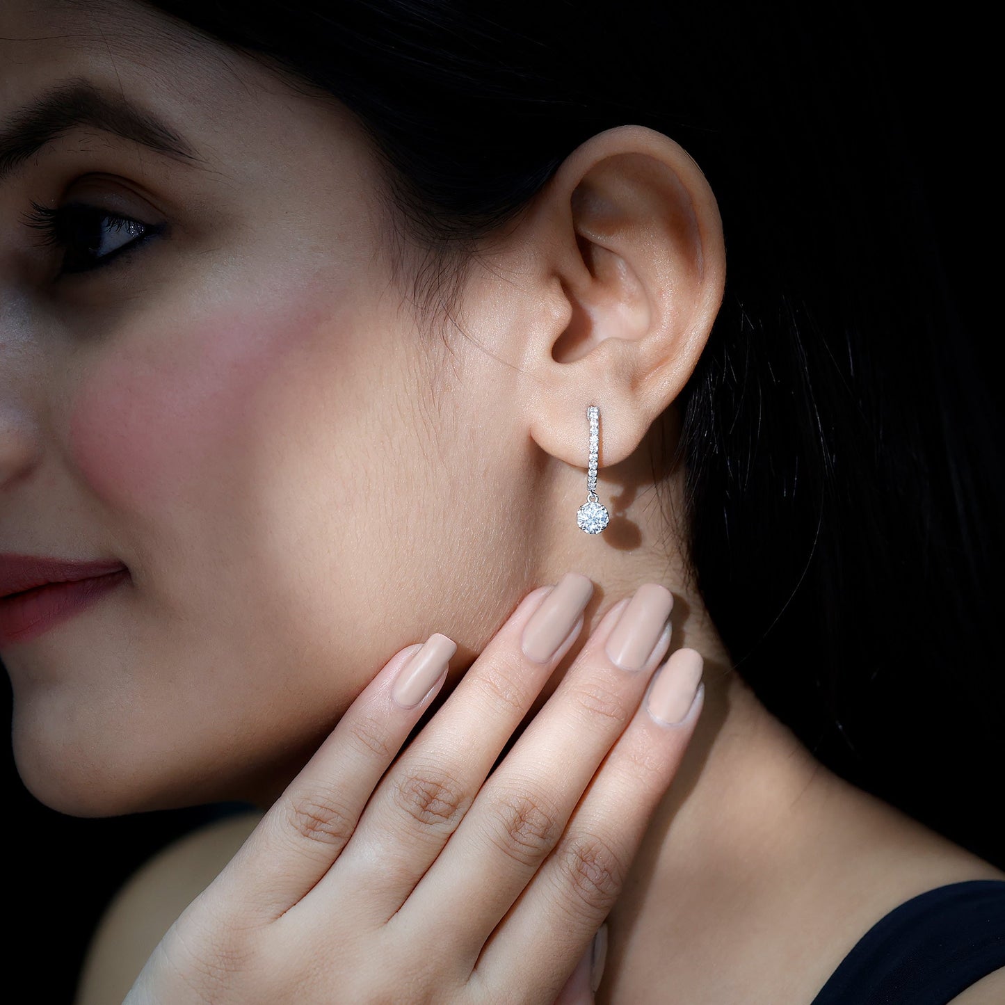 Lab Grown Diamond Minimal Hoop Drop Earrings